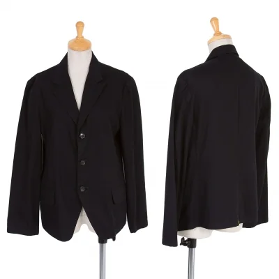ヨウジヤマモト ノアールYohji Yamamoto NOIR セミピークドラペルコットン３Bジャケット 黒