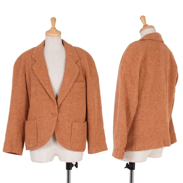 KENZO Tweed Short Jacket Orange S-M K-58310_001