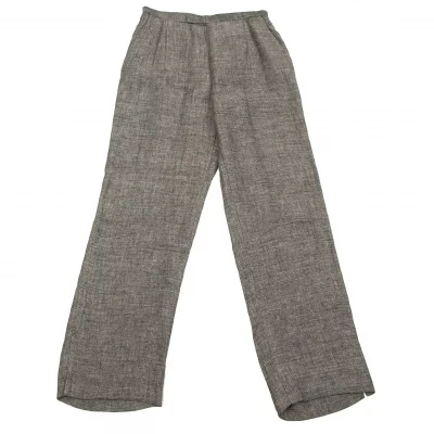 ヒロココシノHIROKO KOSHINO リネンヘリンボーンパンツ グレー
