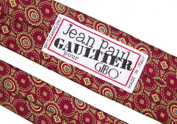【SALE】ジャンポールゴルチエJean Paul GAULTIER ジャガード総柄ネクタイ エンジ金茶他 K-58556_006