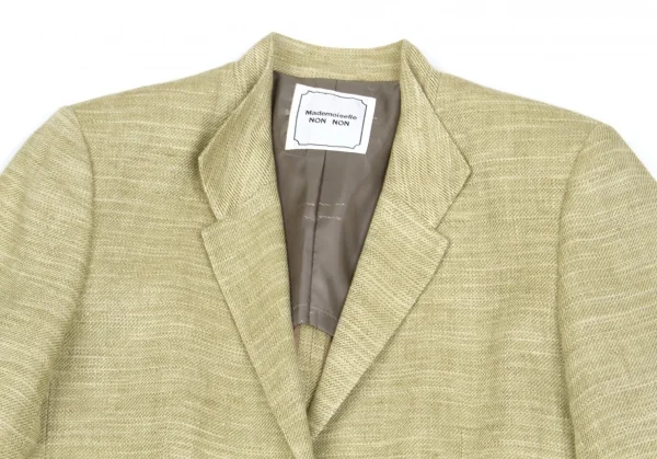 【SALE】マドモアゼルノンノンMademoiselle NON NON リネン２Bジャケット 杢カーキL位 K-58571_003