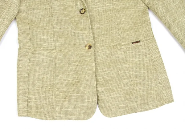 【SALE】マドモアゼルノンノンMademoiselle NON NON リネン２Bジャケット 杢カーキL位 K-58571_006