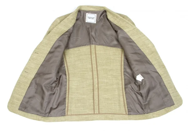 【SALE】マドモアゼルノンノンMademoiselle NON NON リネン２Bジャケット 杢カーキL位 K-58571_008