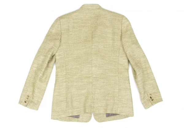 【SALE】マドモアゼルノンノンMademoiselle NON NON リネン２Bジャケット 杢カーキL位 K-58571_009
