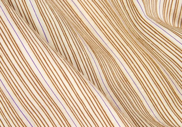 【SALE】マドモアゼルノンノンMademoiselle NON NON 混紡ストライプ七分袖シャツ ベージュ茶紺40（L) K-58575_010