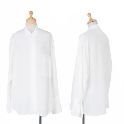 【SALE】ワークショップWORK SHOP レーヨンデザイン織り長袖シャツ アイボリー