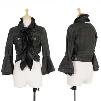 ジーンズポールゴルチエJean's Paul GAULTIER ギャザーデザインコーティングジップジャケット グレー