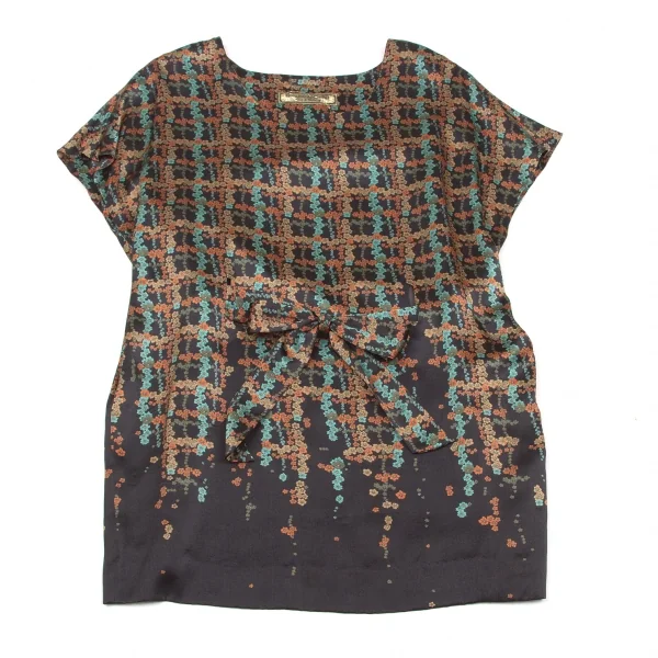 【SALE】ミハラヤスヒロMIHARA YASUHIRO ベルト付き花柄ワンピース 黒赤緑他S K-58869_002