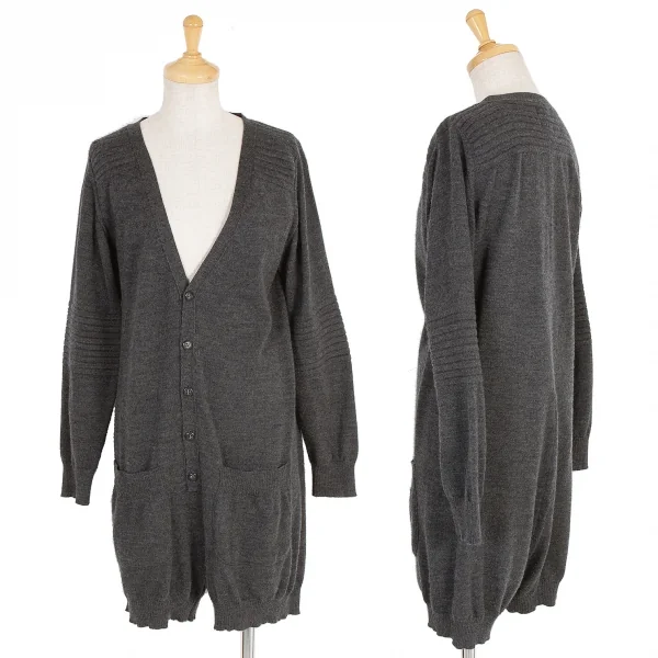 【SALE】ミハラヤスヒロMIHARA YASUHIRO ウールロングカーディガン風オールインワン 濃杢グレーS K-58872_001