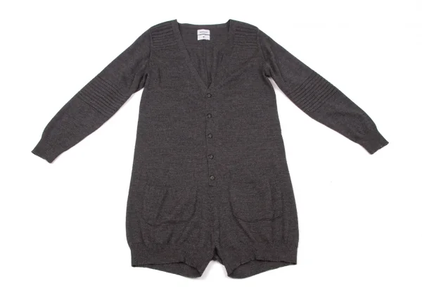 【SALE】ミハラヤスヒロMIHARA YASUHIRO ウールロングカーディガン風オールインワン 濃杢グレーS K-58872_002