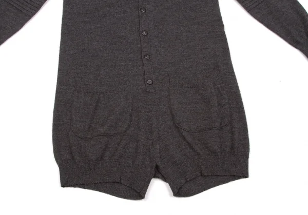 【SALE】ミハラヤスヒロMIHARA YASUHIRO ウールロングカーディガン風オールインワン 濃杢グレーS K-58872_009