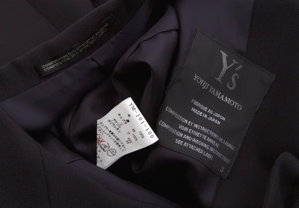 【SALE】ワイズY's ウールギャバ裾リブボタンデザインジャケット 紺黒3 K-58888_012