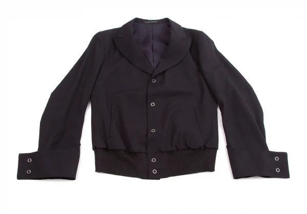 【SALE】ワイズY's ウールギャバ裾リブボタンデザインジャケット 紺黒3 K-58888_002