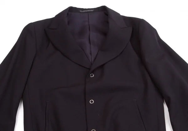 【SALE】ワイズY's ウールギャバ裾リブボタンデザインジャケット 紺黒3 K-58888_003