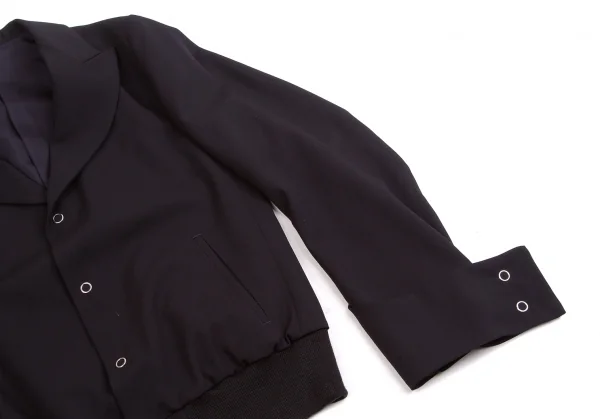 【SALE】ワイズY's ウールギャバ裾リブボタンデザインジャケット 紺黒3 K-58888_005