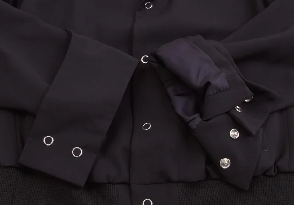 【SALE】ワイズY's ウールギャバ裾リブボタンデザインジャケット 紺黒3 K-58888_006