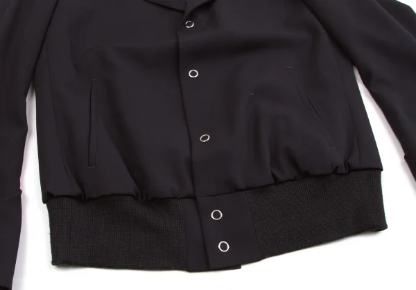 【SALE】ワイズY's ウールギャバ裾リブボタンデザインジャケット 紺黒3 K-58888_007