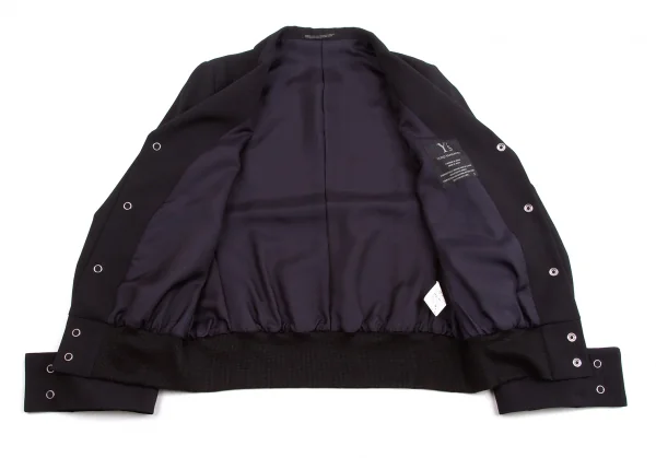 【SALE】ワイズY's ウールギャバ裾リブボタンデザインジャケット 紺黒3 K-58888_009