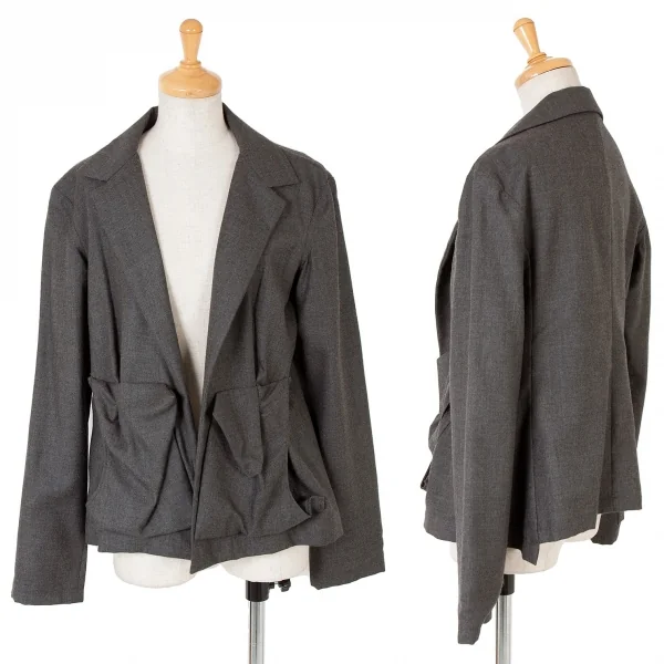 【SALE】ヨウジヤマモトファムYohji Yamamoto FEMME ウールスリットパンツ グレー2 K-59048_010