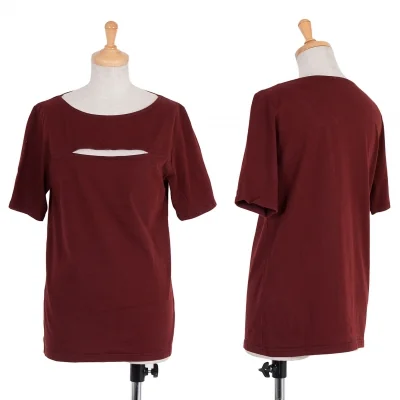【SALE】ワイズビスY's bis コットンフロントカットアウトデザイントップス ボルドー