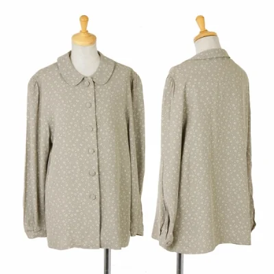 【SALE】Kオブクリツィア K OF KRIZIA 小紋柄ラウンドカラーシャツジャケット グレーべージュ