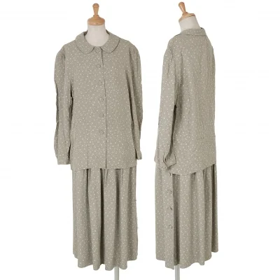 【SALE】Kオブクリツィア K OF KRIZIA 小紋柄ラウンドカラーセットアップ グレーべージュ