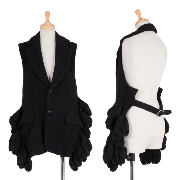 【SALE】コムデギャルソンCOMME des GARCONS ウール縮絨フリル装飾エプロンベスト