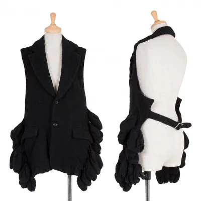 【SALE】コムデギャルソンCOMME des GARCONS ウール縮絨フリル装飾エプロンベスト