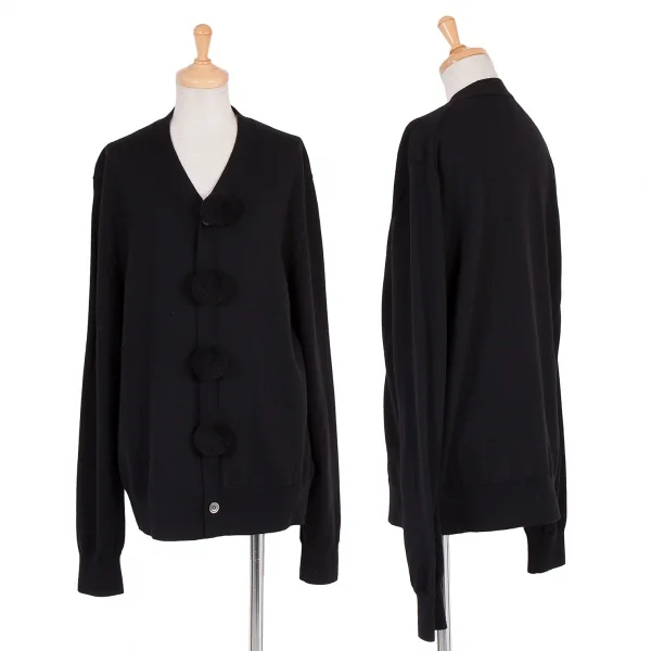 【SALE】ブラック コムデギャルソンBLACK COMME des GARCONSウールボンボン装飾カーディガン 黒M K-59171_001