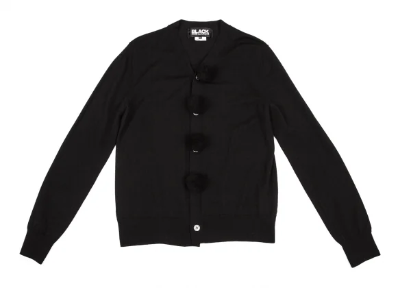 【SALE】ブラック コムデギャルソンBLACK COMME des GARCONSウールボンボン装飾カーディガン 黒M K-59171_002