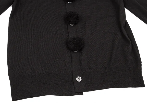 【SALE】ブラック コムデギャルソンBLACK COMME des GARCONSウールボンボン装飾カーディガン 黒M K-59171_008
