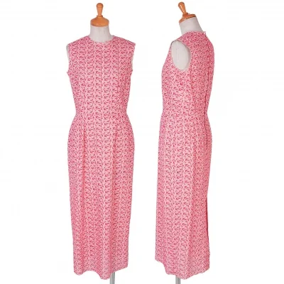 コムデギャルソンCOMME des GARCONS フラワーエンブロイダリーレースノースリーブワンピース ピンク生成り