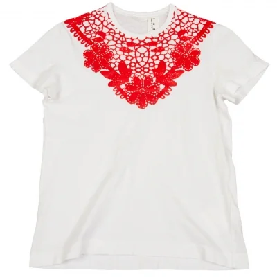 【SALE】タオ コムデギャルソンtao COMME des GARCONS 花柄切替Tシャツ 白赤
