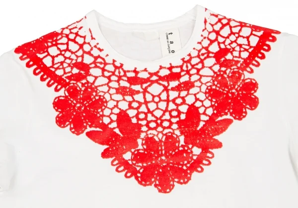 【SALE】タオ コムデギャルソンtao COMME des GARCONS 花柄切替Tシャツ 白赤M位 K-59611_002