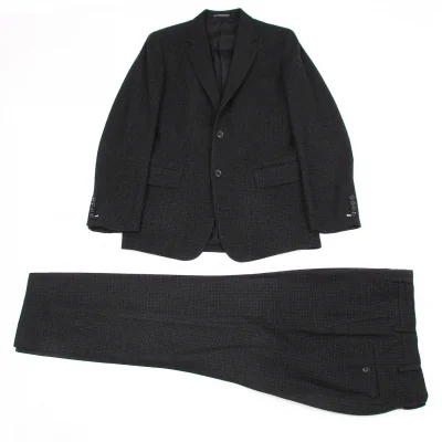 【SALE】ヨウジヤマモト コスチュームドオムYohji Yamamoto COSTUME D' HOMME カシミヤ混チェックセットアップスーツ 黒青チャコール