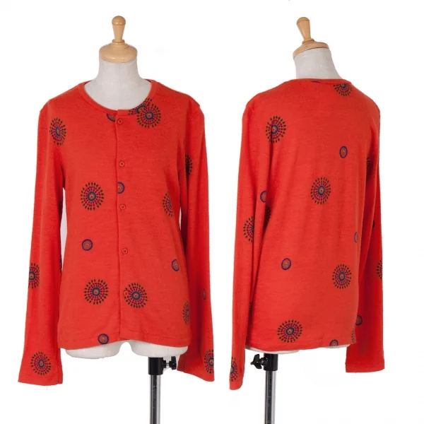 【SALE】リミフゥLIMI feu アンゴラ混クルーネックカーディガン 濃オレンジ紺緑他S K-59796_001