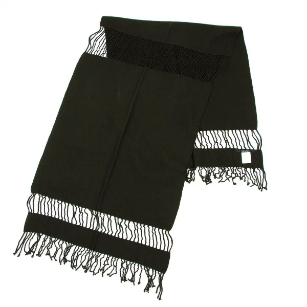 【SALE】リミフゥLIMI feu フリンジデザインストール カーキ K-59922_001