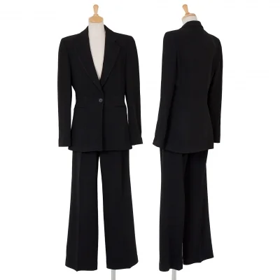 エンポリオアルマーニEMPORIO ARMANI ウエスト切替ノッチドラペルセットアップスーツ 黒