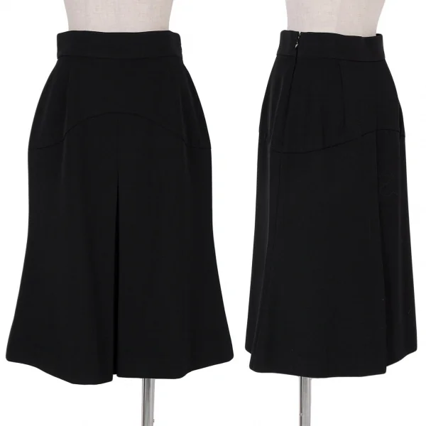 【SALE】プラダPRADA ウールギャバボックスプリーツデザインスカート 黒42 K-60012_001
