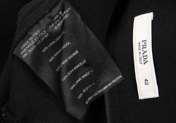 【SALE】プラダPRADA ウールギャバボックスプリーツデザインスカート 黒42 K-60012_011