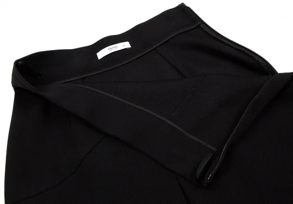 【SALE】プラダPRADA ウールギャバボックスプリーツデザインスカート 黒42 K-60012_004