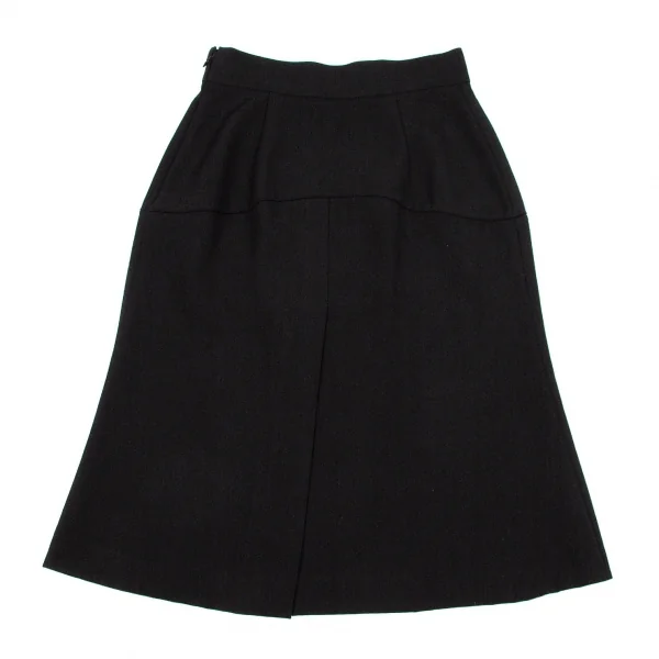 【SALE】プラダPRADA ウールギャバボックスプリーツデザインスカート 黒42 K-60012_008