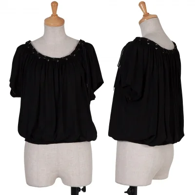 【SALE】ジャンポールゴルチエ フォー セットプルミエJean Paul GAULTIER FOR SEPT PREMIERES ギャザーレースアップトップス 黒