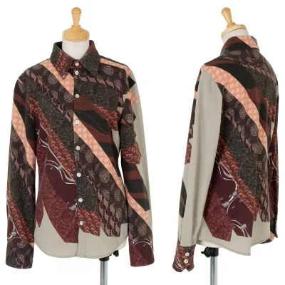 ジャンポールゴルチエJean Paul GAULTIER PARIS ウールネクタイ柄プリントシャツ