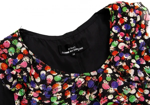 【SALE】トリコ コムデギャルソンtricot COMME des GARCONSドット花プリントノースリーブワンピース 黒ピンク緑他M K-60157_004