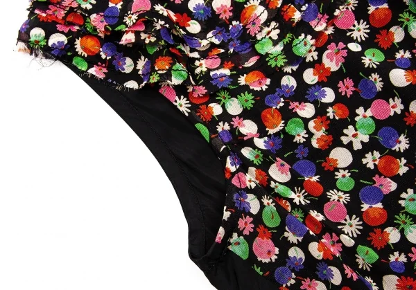 【SALE】トリコ コムデギャルソンtricot COMME des GARCONSドット花プリントノースリーブワンピース 黒ピンク緑他M K-60157_006