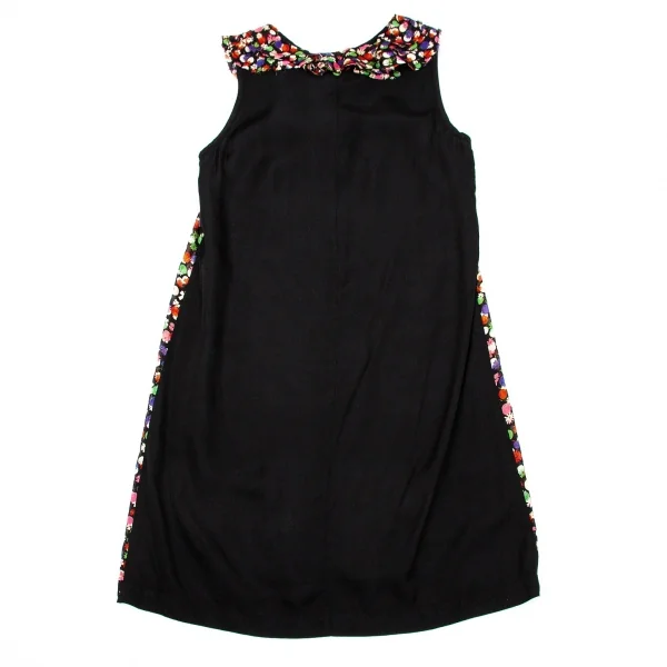 【SALE】トリコ コムデギャルソンtricot COMME des GARCONSドット花プリントノースリーブワンピース 黒ピンク緑他M K-60157_009