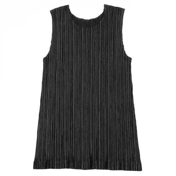 PLEATS PLEASE プリーツプリーズ 黒ハイネックノースリーブ イッセイ プリーツプリーズ イッセイミヤケ ノースリーブカットソー