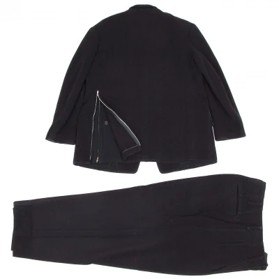 ヨウジヤマモト プールオムYohji Yamamoto POUR HOMME メルトンウールバックジップセットアップスーツ 紺