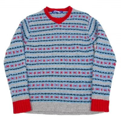 ジュンヤワタナベマンコムデギャルソンJUNYA WATANABE MAN COMME des GARCONSボーダー編みニット 杢グレー赤ブルー他